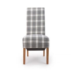 Selma High Scroll Back Cappuccino Herringbone Tartan Check Dining Chair