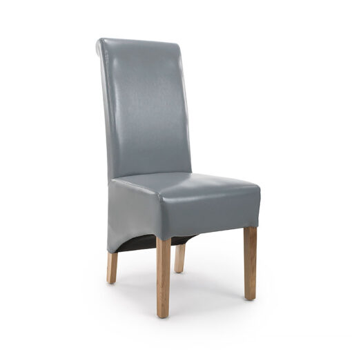 Selma High Scroll Back Grey Bonded Leather Dining Chair
