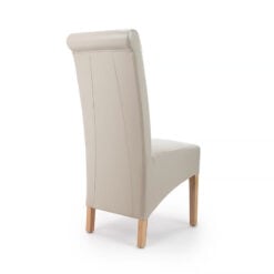 Selma High Scroll Back Ivory White Bonded Leather Dining Chair