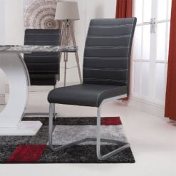Taylor Black Faux Leather Cantilever Dining Chair With Chrome Legs