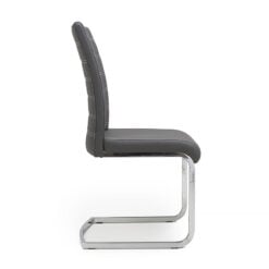 Taylor Grey Faux Leather Cantilever Dining Chair With Chrome Legs