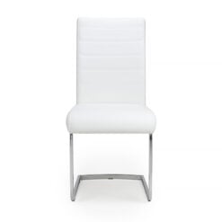 Taylor White Faux Leather Cantilever Dining Chair With Chrome Legs