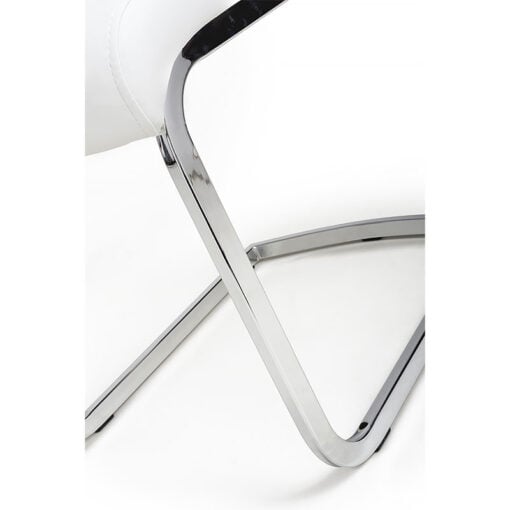 Set Of 2 Taylor White Faux Leather Cantilever Dining Chairs With Chrome Legs