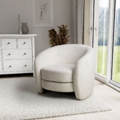 Teddy Vanilla White Boucle Tub Armchair Accent Chair