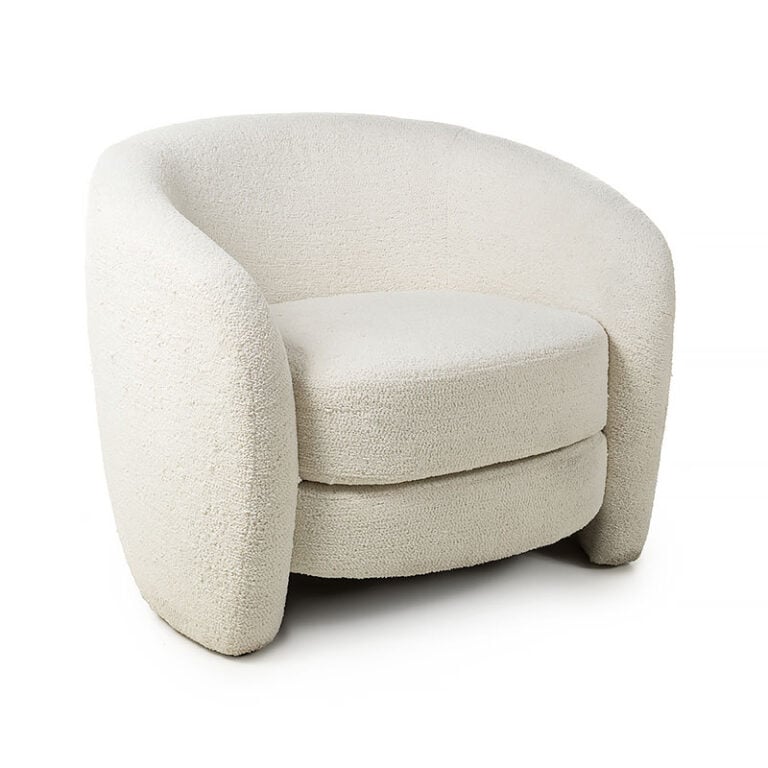 Teddy Vanilla White Boucle Tub Armchair Accent Chair | Picture Perfect Home