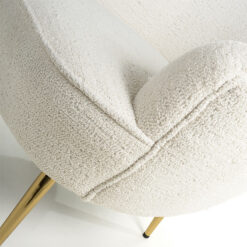 Teddy Vanilla White Boucle Tub Armchair Accent Chair With Gold Legs