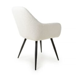 Teddy White Boucle Bucket Dining Chair With Black Legs