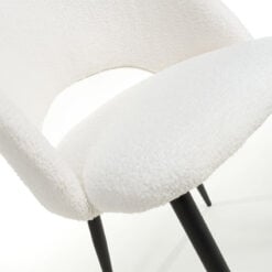 Teddy White Boucle Tub Dining Chair With Black Legs