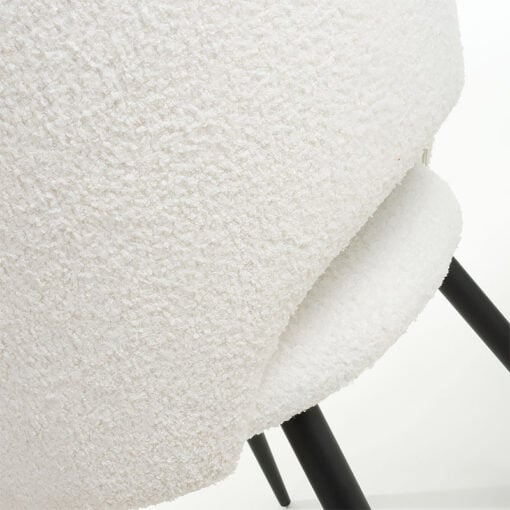 Set Of 2 Teddy White Boucle Tub Dining Chairs With Black Legs