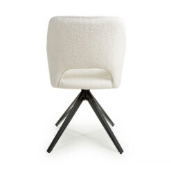 Teddy White Quilted Boucle Swivel Tub Dining Chair