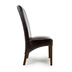 Vienna High Back Brown Bonded Leather Dining Chair With Brown Oak Legs