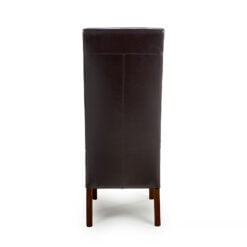 Vienna High Back Brown Bonded Leather Dining Chair With Brown Oak Legs