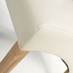 Vienna High Back Cream White Bonded Leather Dining Chair With Oak Legs