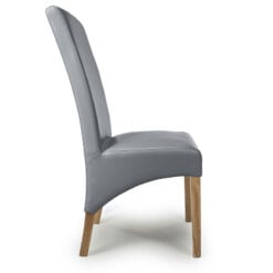 Vienna High Back Grey Bonded Leather Dining Chair With Oak Legs