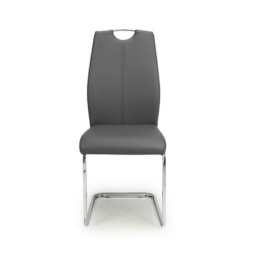 Warren Grey Faux Leather Cantilever Dining Chair With Chrome Legs