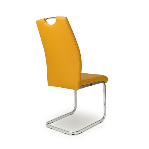 Warren Mustard Yellow Faux Leather Cantilever Dining Chair With Chrome Legs