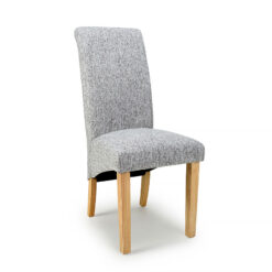 Windsor High Scroll Back Grey Flax Effect Weave Dining Chair