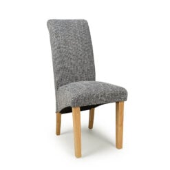 Windsor High Scroll Back Tweed Effect Grey Dining Chair