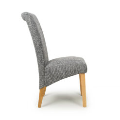 Windsor High Scroll Back Tweed Effect Grey Dining Chair