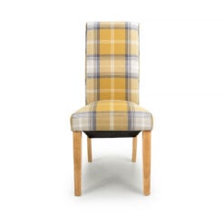 Windsor High Scroll Back Yellow Tartan Check Dining Chair