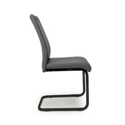 York Grey Faux Leather Cantilever Dining Chair With Black Metal Legs