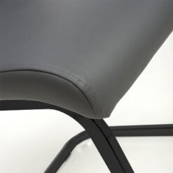York Grey Faux Leather Cantilever Dining Chair With Black Metal Legs