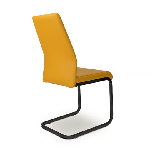 York Mustard Yellow Faux Leather Cantilever Dining Chair With Black Metal Legs