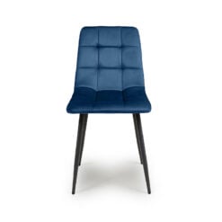 Amalfi Blue Brushed Velvet Dining Chair With Black Metal Legs