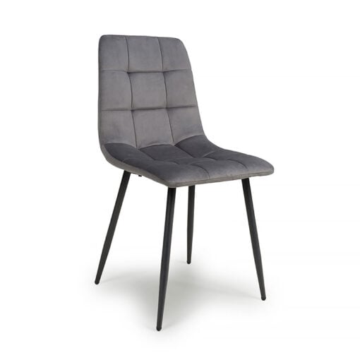 Amalfi Grey Brushed Velvet Dining Chair With Black Legs