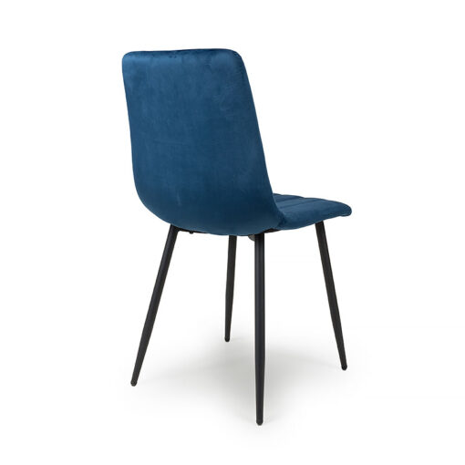 Astoria Blue Brushed Velvet Dining Chair With Black Legs