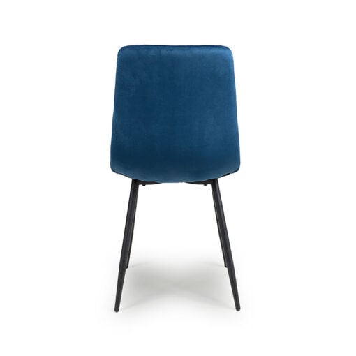 Set Of 4 Astoria Blue Brushed Velvet Dining Chairs With Black Legs