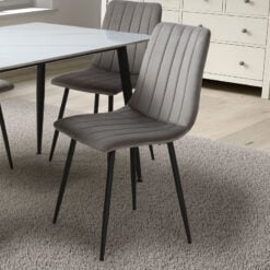 Astoria Grey Brushed Velvet Dining Chair With Black Legs