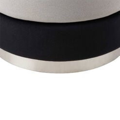 Black And Grey Stool Ottoman With Silver Chrome Base