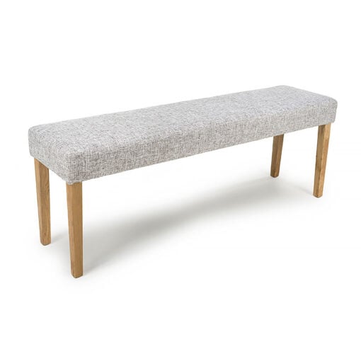 Brixton Grey Weave Linen Effect Dining Bench With Oak Legs 133cm