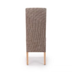 Calgary High Back Tweed Oatmeal Dining Chair With Natural Wood Legs