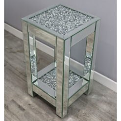 Diamond Crush Mirrored Glass Side Table End Table 66cm