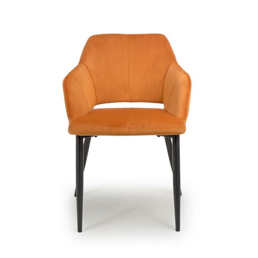 Essex Burnt Orange Brushed Velvet Tub Dining Chair With Black Legs