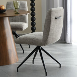 Houston Oatmeal Tweed Effect Dining Chair With Black Legs