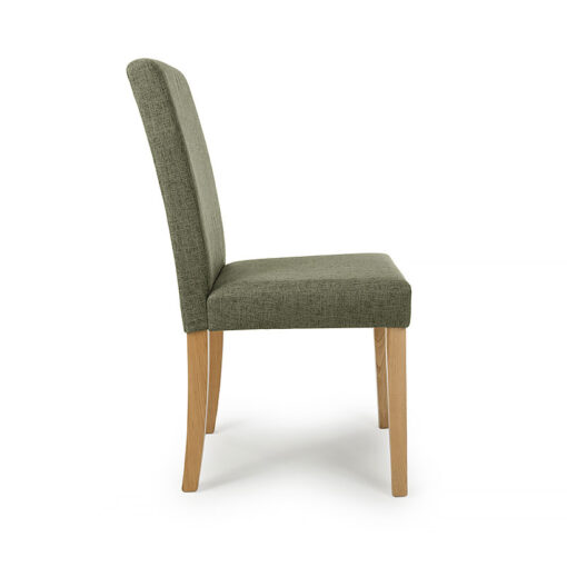 Leon Sage Green Linen Effect Dining Chair With Oak Legs