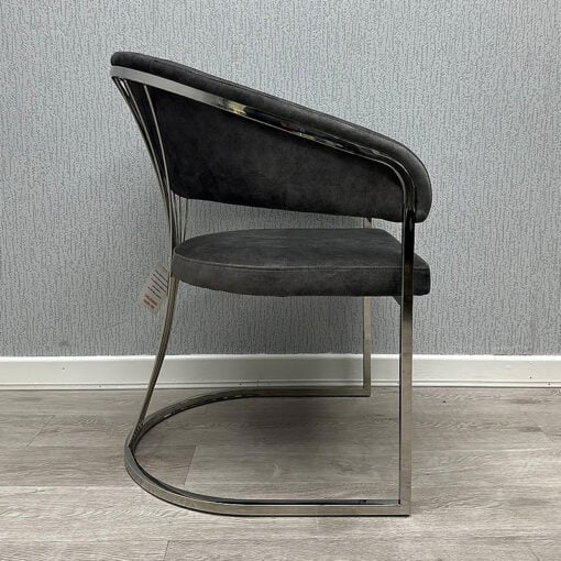 Lexington Grey Leathaire Faux Leather Dining Chair With Chrome Legs