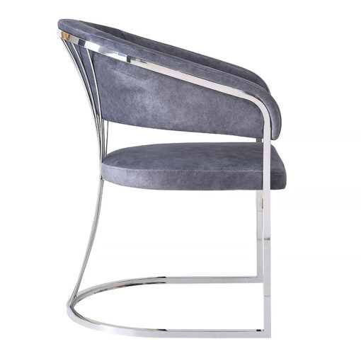Lexington Grey Leathaire Faux Leather Dining Chair With Chrome Legs