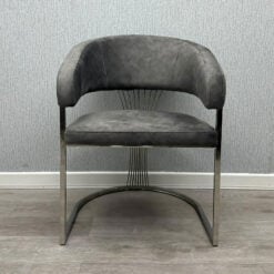 Lexington Grey Leathaire Faux Leather Dining Chair With Chrome Legs