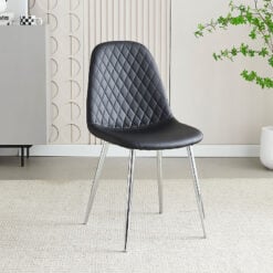 Malibu Black PU Faux Leather Dining Chair With Chrome Legs