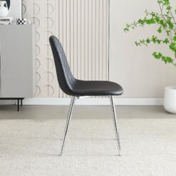 Malibu Black PU Faux Leather Dining Chair With Chrome Legs