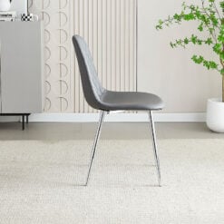Malibu Grey PU Faux Leather Dining Chair With Chrome Legs