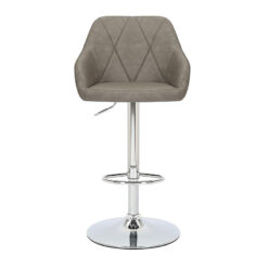 Melrose Charcoal Grey Faux Leather Bar Stool With Chrome Leg