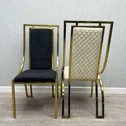 Set Of 2 Miami Black Velvet Dining Chairs With Gold Legs