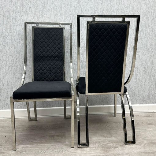 Miami Black Velvet Dining Chair With Silver Chrome Legs