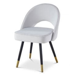 Monaco Light Grey Velvet Dining Chair With Black And Gold Legs