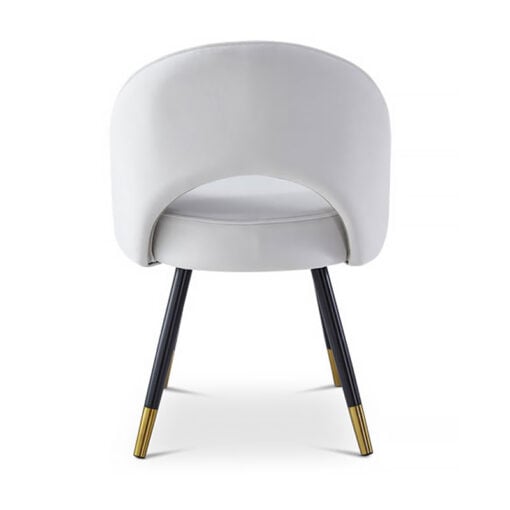 Set Of 2 Monaco Light Grey Velvet Dining Chairs With Black And Gold Legs